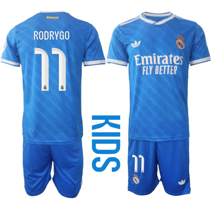 Youth 2025-2026 Club Real Madrid away blue #11 Soccer Jersey->->Youth Jersey